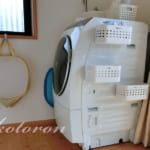 [Web内覧会34][家事室7]洗濯機周りの収納＆コサージュ